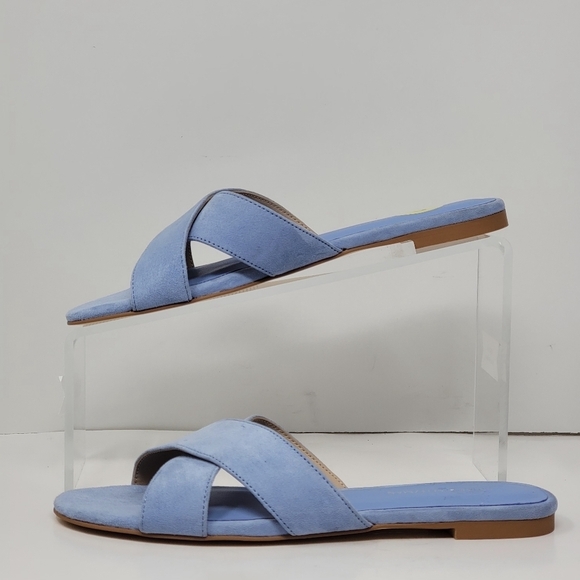 Stuart Weitzman Women's Size 5 Flat Slide Sandals Peony Light Blue New - Picture 2 of 11